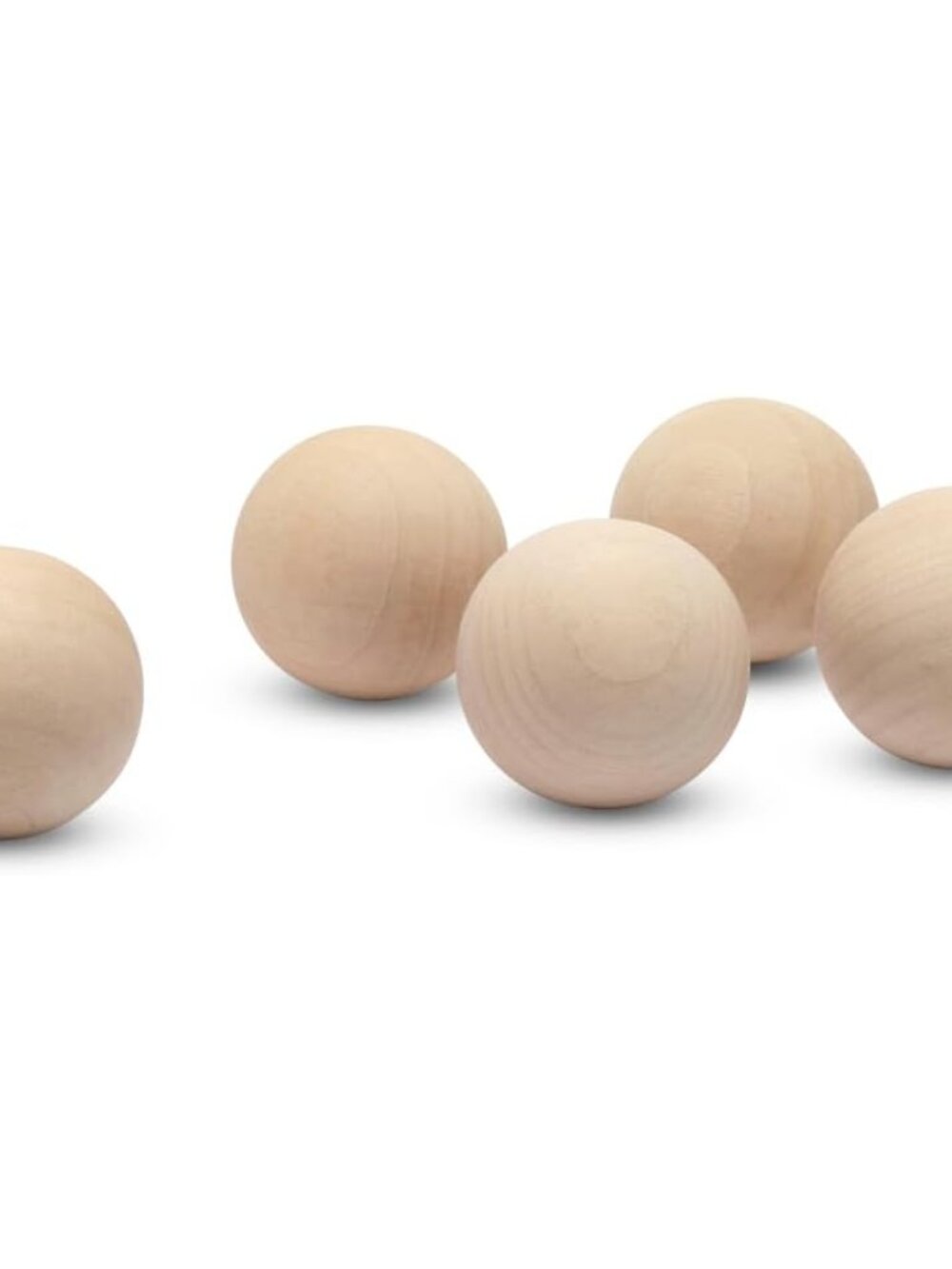 1-1/2 inch Wooden Round Balls, Bag of 5 Unfinished Wood Round Balls, Hardwood Bi